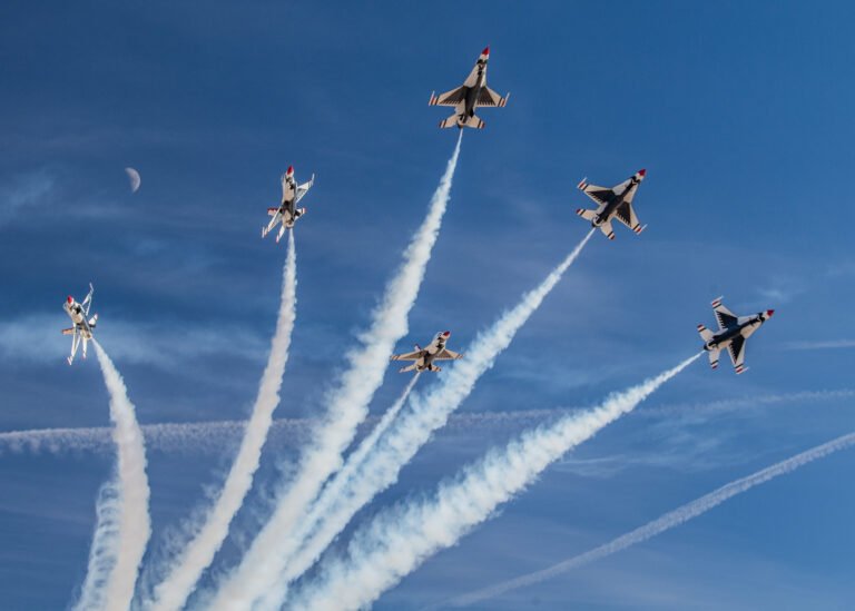 The United States Air Force Air Demonstration Squadron "Thunderbirds" perform a high show practice before their final demonstration of the 2021 season on November 10, 2021, at Nellis Air Force Base, Nevada. The team has several iterations of their demo to accommodate different weather and visibility conditions. (U.S. Air Force photo by Tech. Sgt. Nicolas A. Myers)