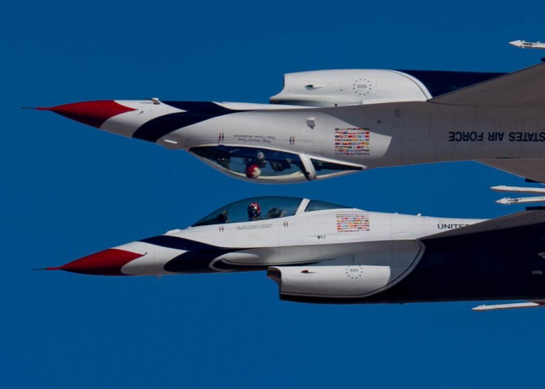 The United States Air Force Air Demonstration Squadron "Thunderbirds" practice during the team's inaugural winter training trip January 9 - 20, 2023 at Spaceport America, New Mexico. 2023 marks the team's 70th anniversary and this trip allows them to put to use, seven decades of airshow experience and best practices in preparation for the upcoming season. (U.S. Air Force photo by Tech. Sgt. Nicolas Myers)